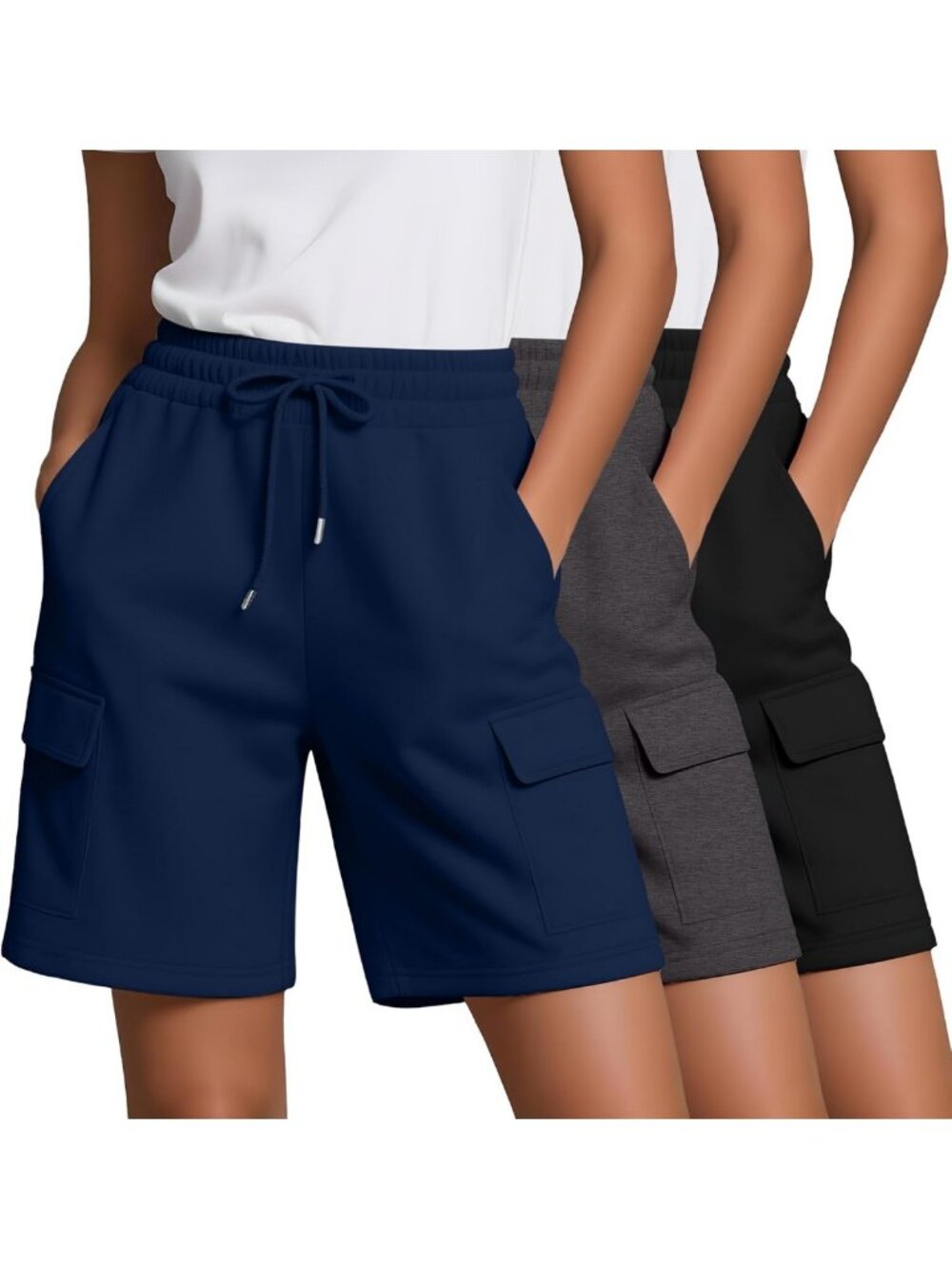 3 Pack Women's Bermuda Shorts with 4 Pockets - Casual Summer Style